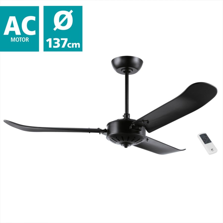 Ανεμιστήρας Οροφής Ø137x51,5cm 90w AC 220-240V,50Hz Remote Control Μαύρο Ματ Eglo Hoi An 35028