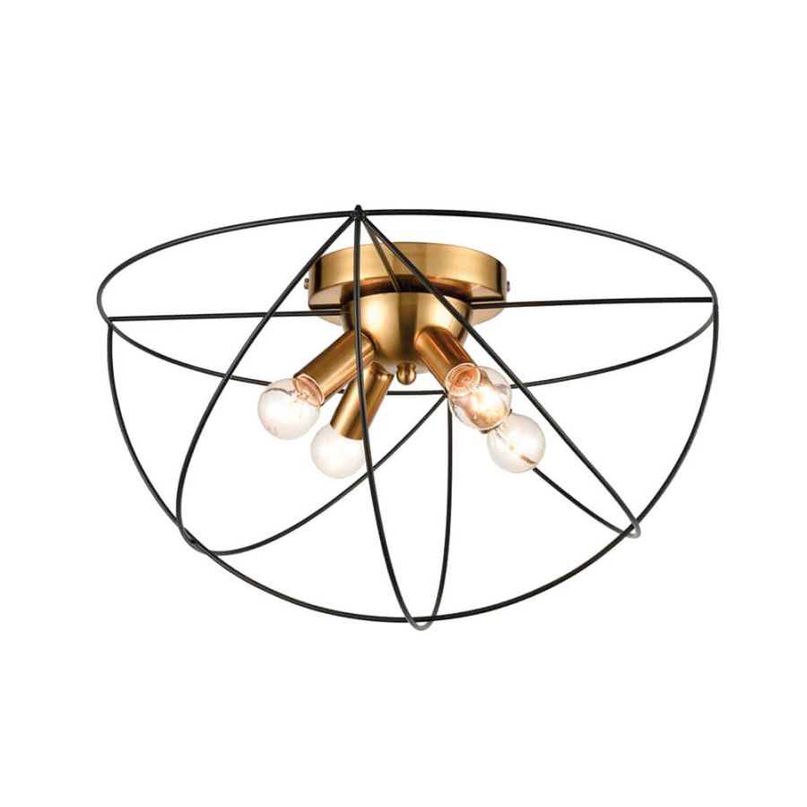 Φωτιστικό Πλαφόν Οροφής Ø45*25,5cm 4*E14 Μέταλλο  Μαύρο με Χρυσό Viokef Atom 4251900