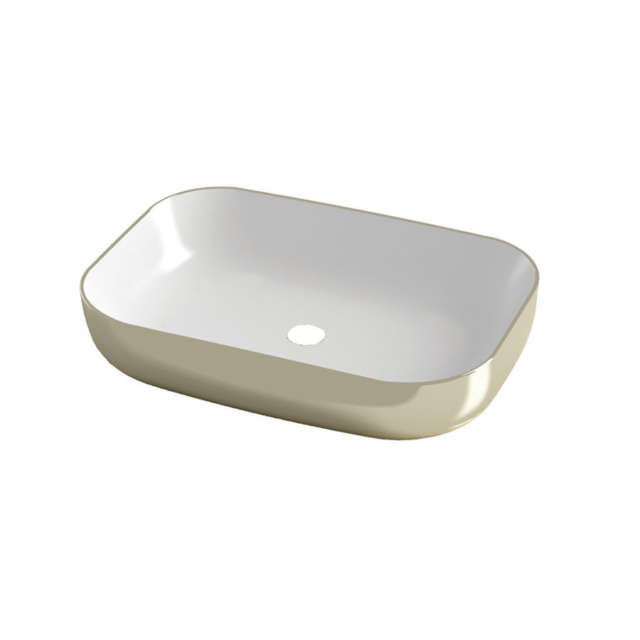 Νιπτήρας Πορσελάνη Επιτραπέζιος 60x42xY14 cm Olympia Metamorfosis White-Gold Orabella 60114