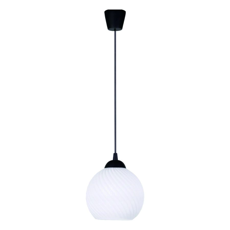 KQ 8865-1 SWIRL BLACK PENDANT WITH WHITE GLASS HOMELIGHTING 77-8197