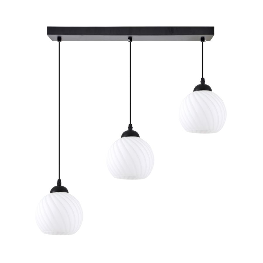 KQ 8865-3 SWIRL BLACK PENDANT WITH WHITE GLASSES HOMELIGHTING 77-8198