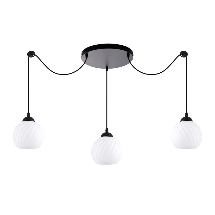 KQ 8865-3A SWIRL BLACK PENDANT WITH WHITE GLASSES HOMELIGHTING 77-8199