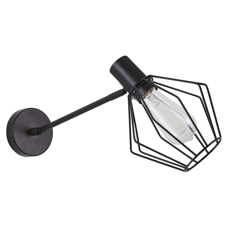 SE21-BL-22-GR1 ADEPT BLACK WALL LAMP BLACK METAL GRID+ HOMELIGHTING 77-8321