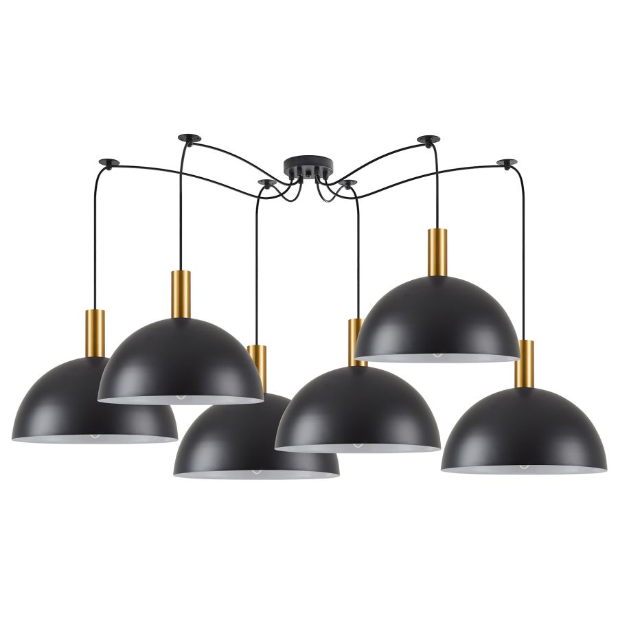 SE21-GM-4-BL6-MS40 ADEPT TUBE Gold Matt Pendant Black Metal Shade+ HOMELIGHTING 77-8589