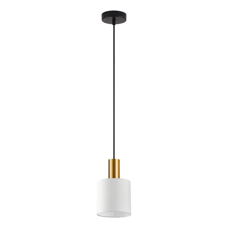 SE21-GM-4-SH1 ADEPT TUBE Gold Matt Pendant White Fabric Shade+ HOMELIGHTING 77-8596