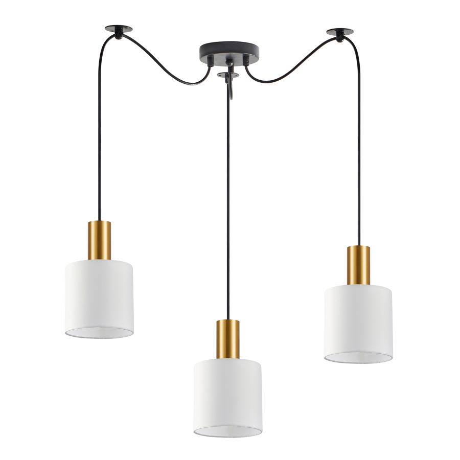SE21-GM-4-BL3-SH1 ADEPT TUBE Gold Matt Pendant White Fabric Shade+ HOMELIGHTING 77-8598
