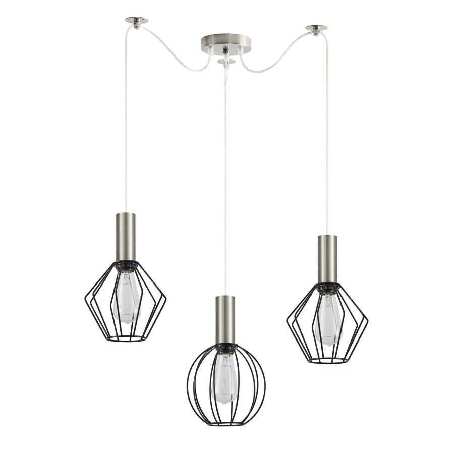 SE21-NM-4-BL3-GR12 ADEPT FLEX Nickel Matt Pendant Black Metal Grid+ HOMELIGHTING 77-8924