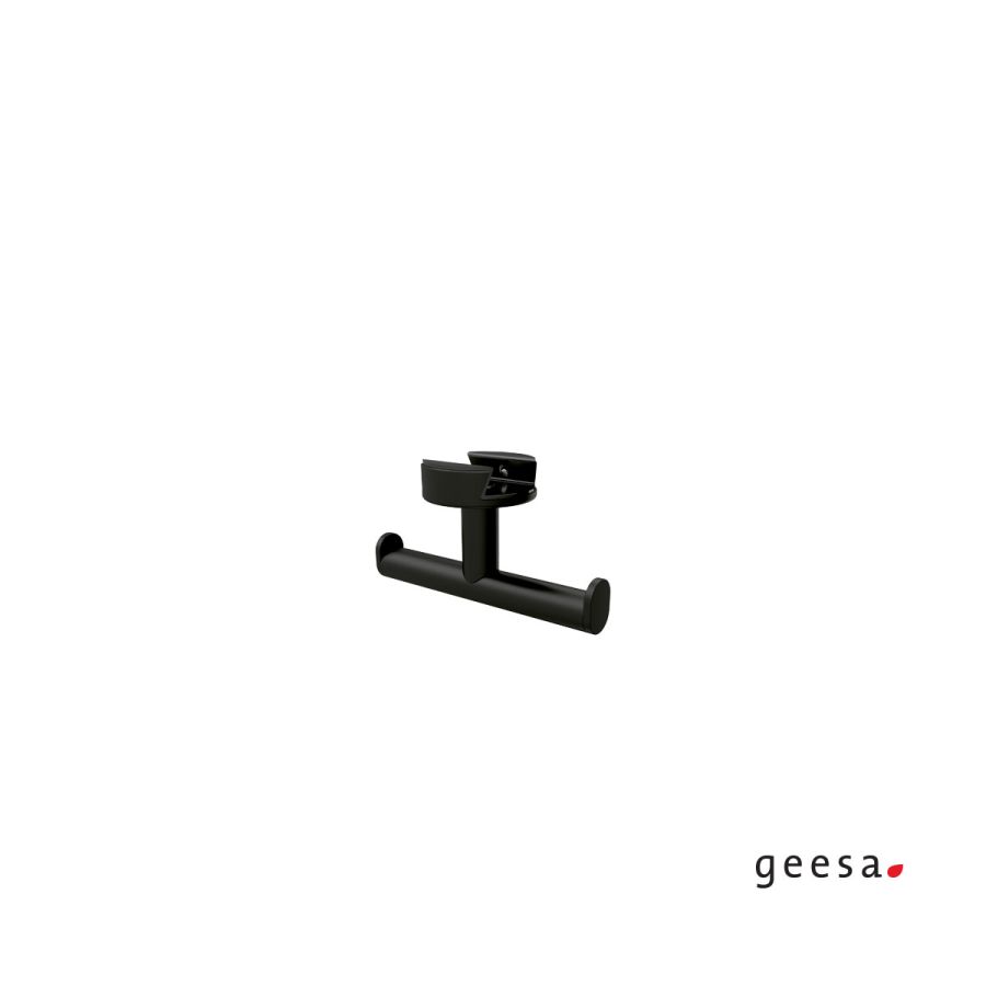 Κρεμαστό Άγκιστρο Διπλό 7,4x3,9cm για Εταζέρες Black Matt Geesa Leev 8215-400