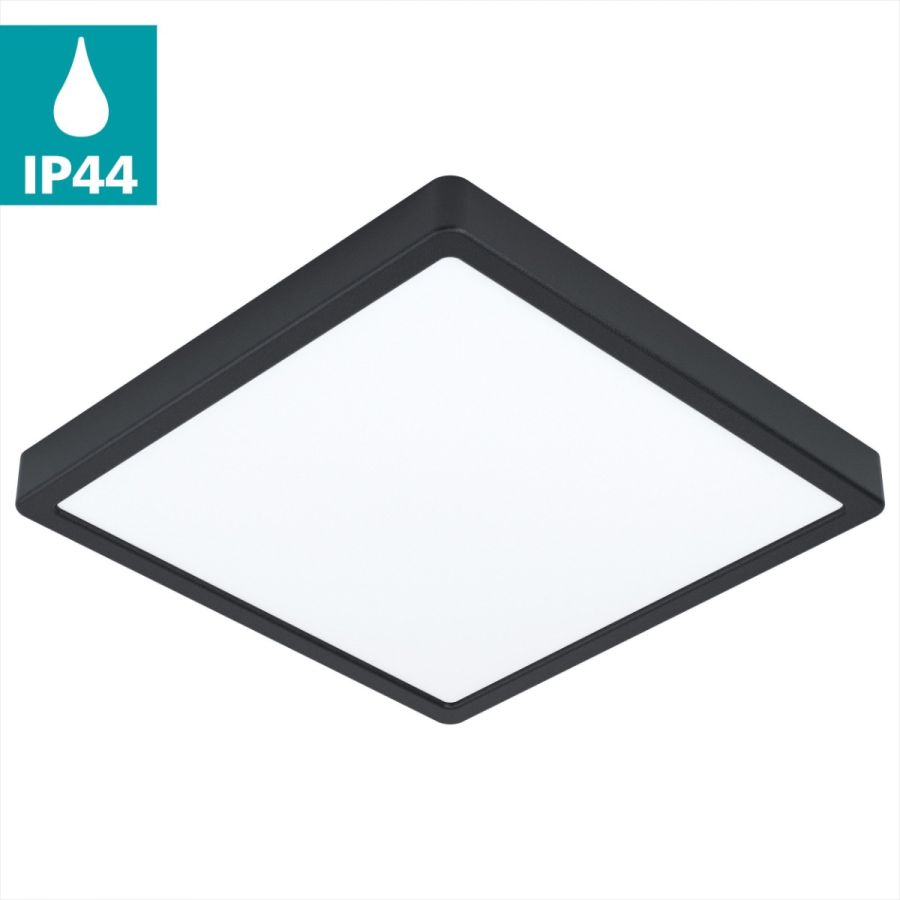 Πλαφονιέρα Μαύρη Τετράγωνη 28,5cm IP44 LED Panel 20w 3000K 2400lm Eglo Fueva 5 99271