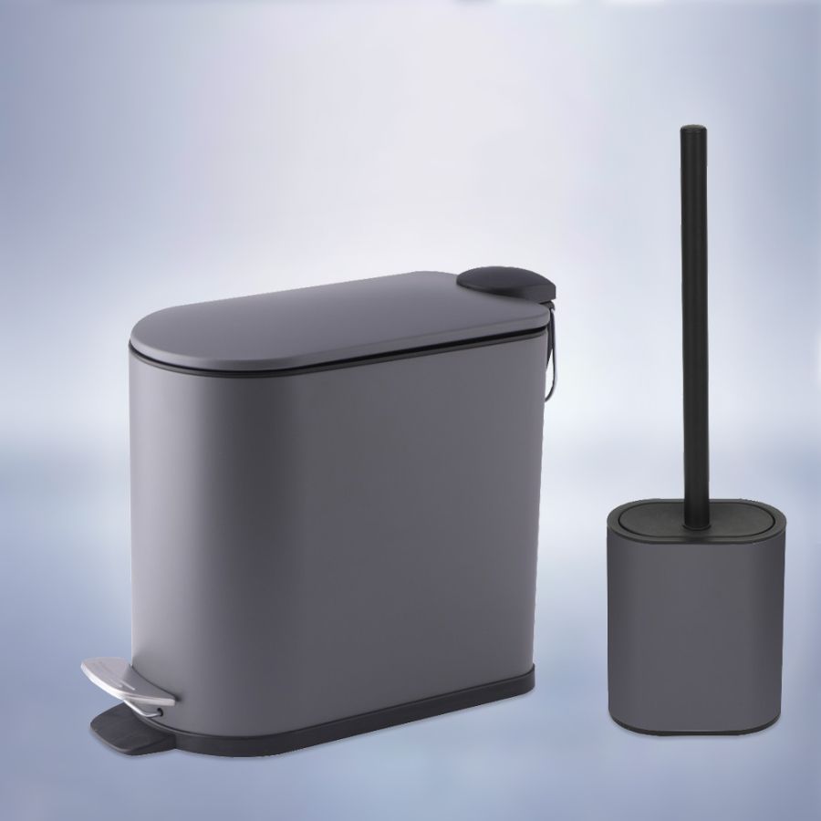 ΣΕΤ ΚΑΔΟΣ ΜΠΑΝΙΟΥ SOFT CLOSE 5L ΚΑΙ ΒΟΥΡΤΣΑΚΙ ΣΕΤ SL8277 ΓΚΡΙ San Lorentzo 8277GREY