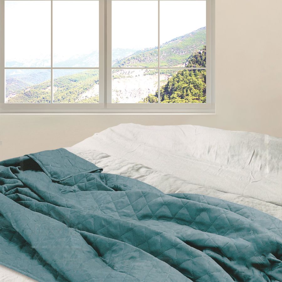 ΚΟΥΒΕΡΛΙ Cottage Simplicity AQUA MICROFIBER 160x220cm San Lorentzo 7092AQUA
