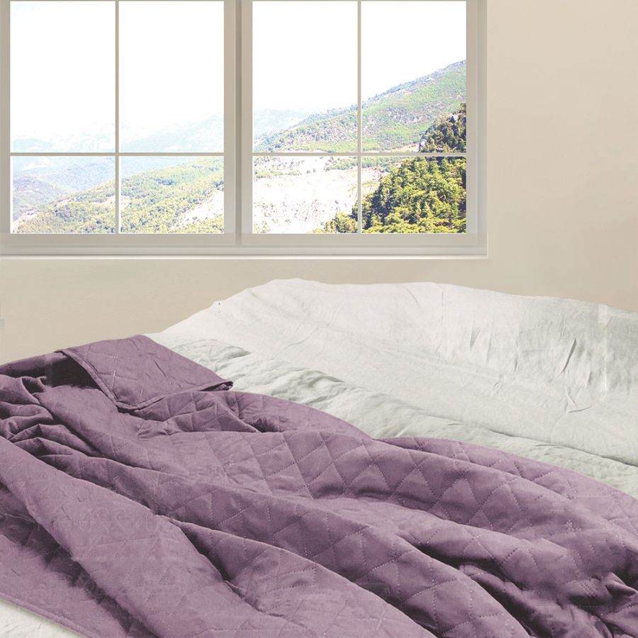 ΚΟΥΒΕΡΛΙ Cottage Simplicity ΜΩΒ MICROFIBER 160x220cm San Lorentzo 7092PURPLE
