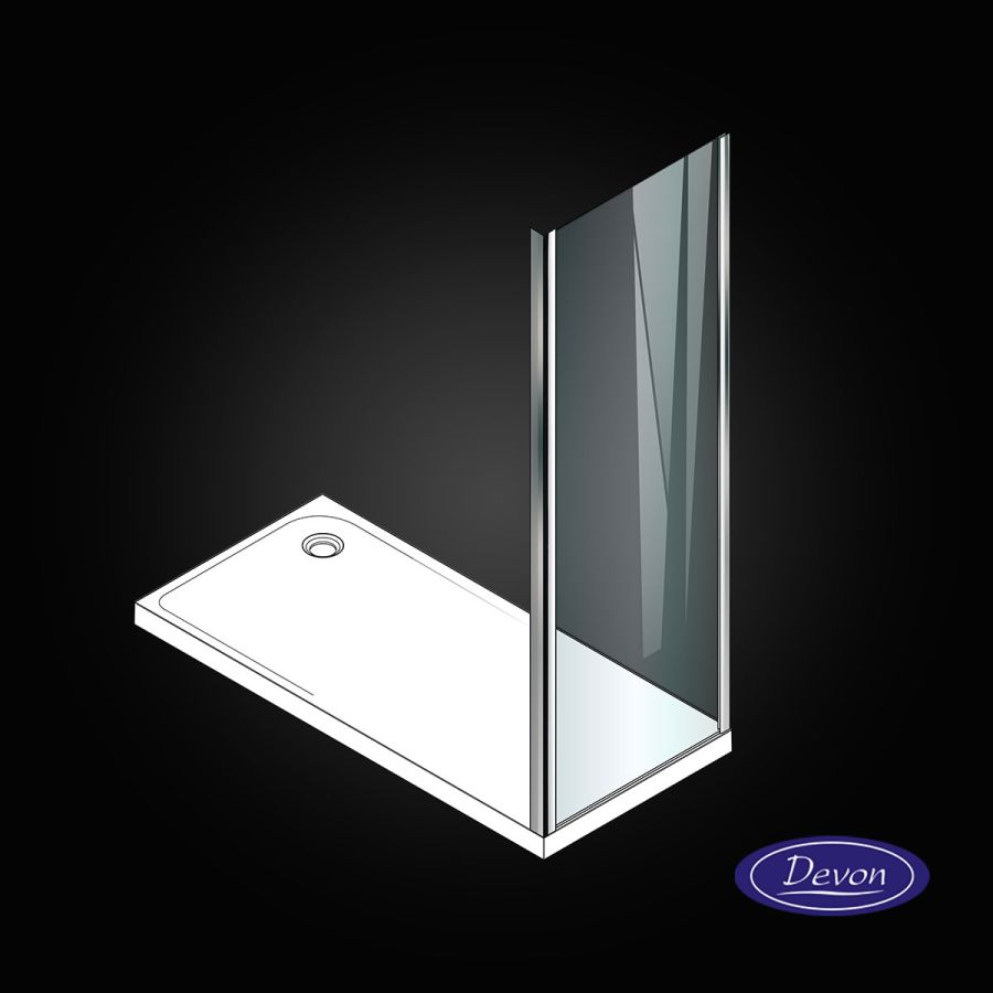 Πλαϊνό Σταθερό M90xY195cm Πόρτας Ντουσιέρας Προφίλ Mirror Finish 6mm Κρύσταλλο Clean Glass Devon Flow Side Panel SPF90C-100