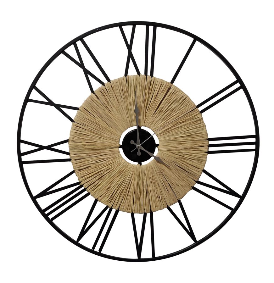 Ρολόι Τοίχου Ø40cm Μεταλλικό Μαύρο με Ψάθα ARlight CLT-07 7316054