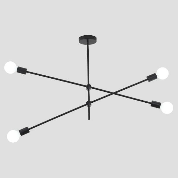 ΦΩΤΙΣΤΙΚΟ ΚΡΕΜΑΣΤΟ ΤΕΤΡΑΦΩΤΟ  4XΕ27 1000X550mm Max 15WΜΑΥΡΟ ARTE ILLUMINA SKYLINE Eurolamp 144-23001