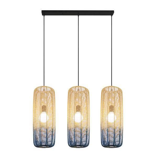 ΦΩΤΙΣΤΙΚΟ ΚΡΕΜΑΣΤΟ ΤΡΙΦΩΤΟ Ε27 L1000XH1200 RATTAN ΑΣΠΡΟ ΓΑΛΑΖΙΟ ARTE ILLUMINA KAI Eurolamp 144-33030