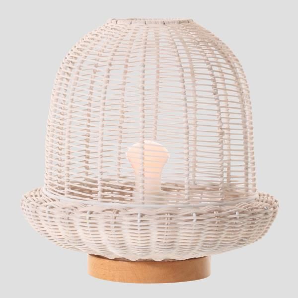 ARTE ILLUMINA ΠΟΡΤΑΤΙΦ E27 ΒΑΣΗ ΞΥΛΟ & RATTAN Φ29X30 ΛΕΥΚΟ Eurolamp 144-78001