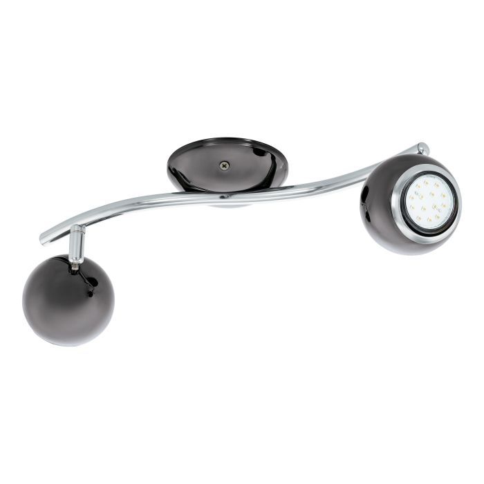 Σποτ Δίφωτη Ράγα L34xH10cm 2xGU10 2x2,8w 3000Κ 2x250lm Ατσάλι Νίκελ-Μαύρο Eglo Bimeda 31006