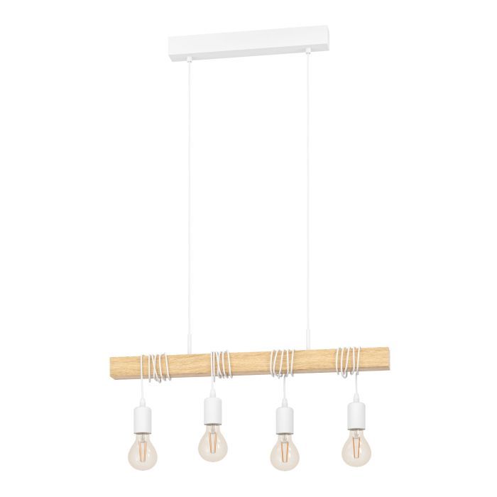 Φωτιστικό Κρεμαστό Ράγα 70 εκ.Τετράφωτη Ξύλο/Λευκό Eglo Townshend 33164