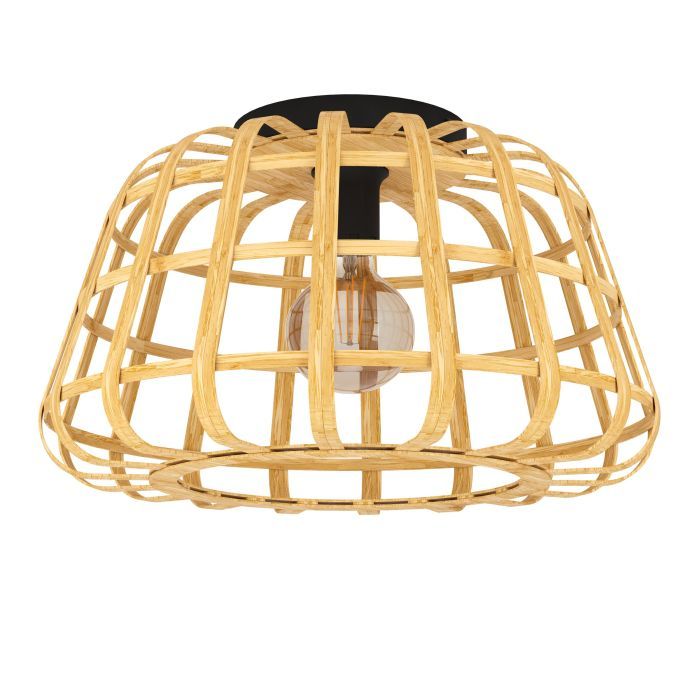 Πλαφονιέρα Οροφής D45xH27cm 1xE27 Μαύρο-Ξύλο Φυσικό Eglo Montezuelo 390149