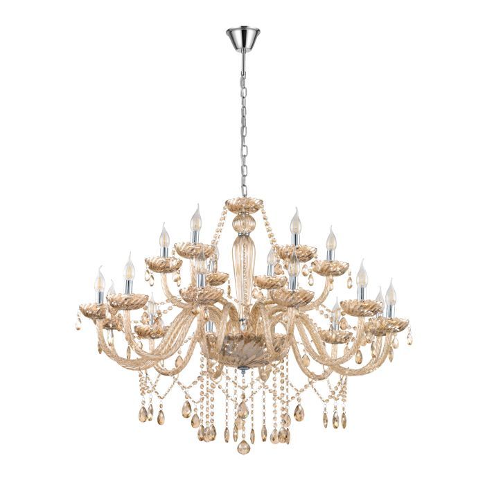 Πολυέλαιος Δωκαοκτάφωτος 100xH150cm 18xE14 Χρώμιο -Μελί Κονιάκ Eglo Basilano 39095