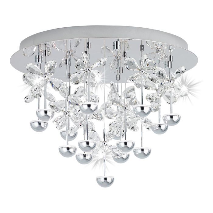 Φωτιστικό Οροφής Ø50cm Led 15x1,8w 3000K 3600lm Κρύσταλλα Διάφανα Eglo Pianopoli 39245