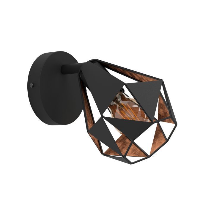 Απλίκα Μονόφωτη 1xE27 Μέταλλο Μαύρο-Χαλκός Αντικέ Eglo Carton 43715