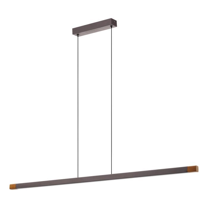 Φωτιστικό Κρεμαστό Ράγα L1260xB35xH1100mm Led 22w 2500lm Warm White Μέταλλο Γκρι-Ξύλο Eglo Lisciana 900175