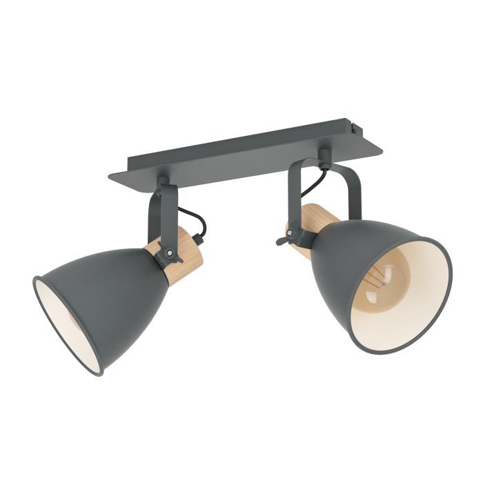 Σποτ Δίφωτο 480xH240mm 2xE27 Μέταλλο Ανθρακί -Ξύλο Eglo Coswarth 99075