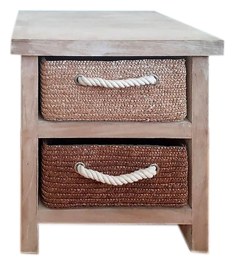 Συρταριέρα 42x31.50x46cm Ξύλινη με 2 Ψάθινα Συρτάρια Etoile BB-701
