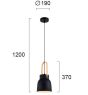 Φωτιστικό Κρεμαστό Ø190x370xY1200mm 1xE27 Μαύρο-Ξύλο Viokef Carla 4231501