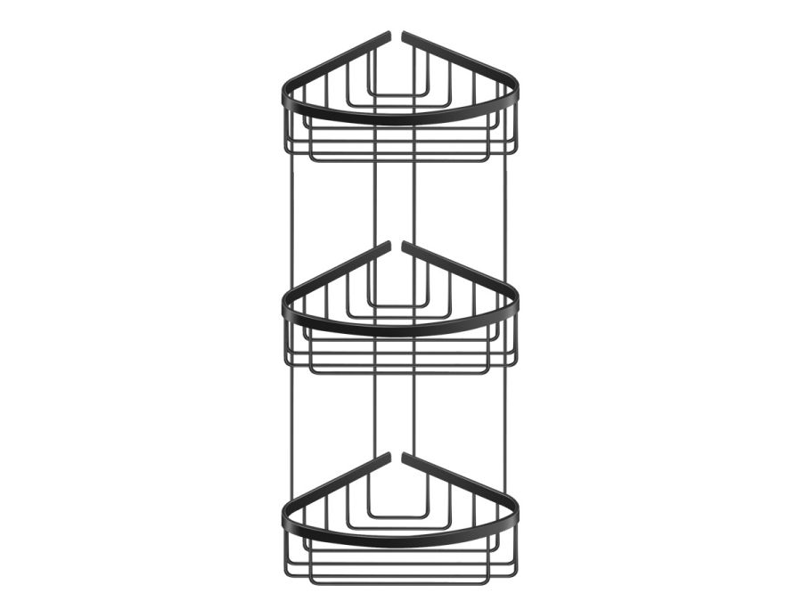 Θήκη Τριπλή Γωνιακή W27xD21xY51 cm Black Mat Sanco Shower Baskets 010-M116