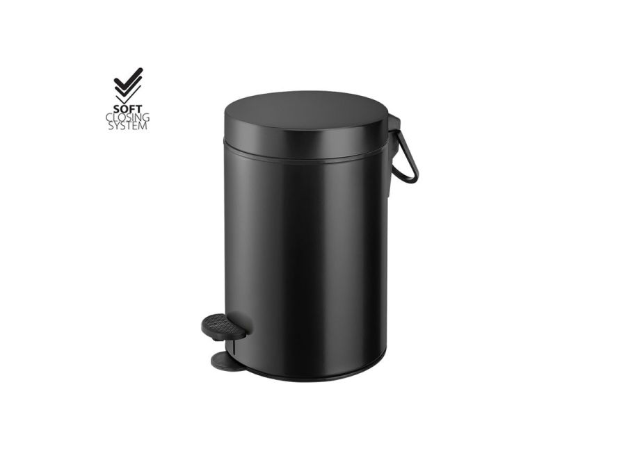 Χαρτοδοχείο 3lt Soft Closιng System Black Mat Sanco Waste Bins 90689-M116  