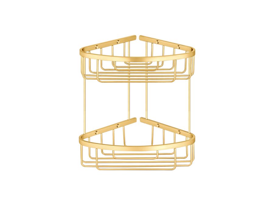 Sanco Shower Baskets Διπλή γωνιακή Θήκη PVD χρυσό ορείχαλκο βουρτσιστό 00009-PVD-02BR