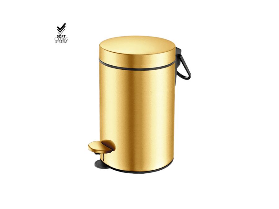 Sanco Waste Bins Χαρτοδοχείο 3 lt Soft Close (AISI 304) PVD χρυσό ορείχαλκο βουρτσιστό 90603-PVD-02BR