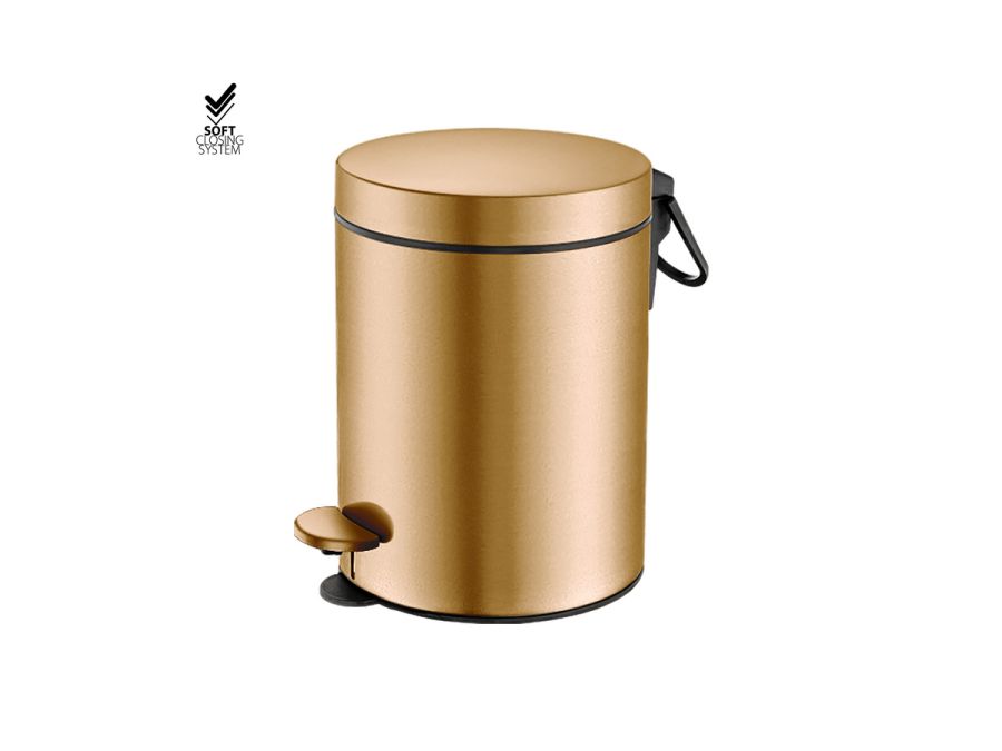 Sanco Waste Bins Χαρτοδοχείο 5 lt Soft Close (AISI 304) PVD θερμό μπρονζέ βουρτσιστό 90605-PVD-01BR