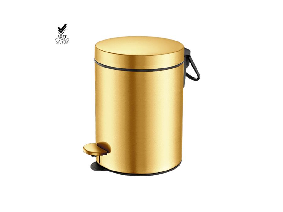 Sanco Waste Bins Χαρτοδοχείο 5 lt Soft Close (AISI 304) PVD χρυσό ορείχαλκο βουρτσιστό 90605-PVD-02BR