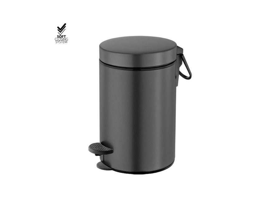 Sanco Waste Bins Χαρτοδοχείο 3lt Soft Closing System Σκούρο γραφίτη 90689-122