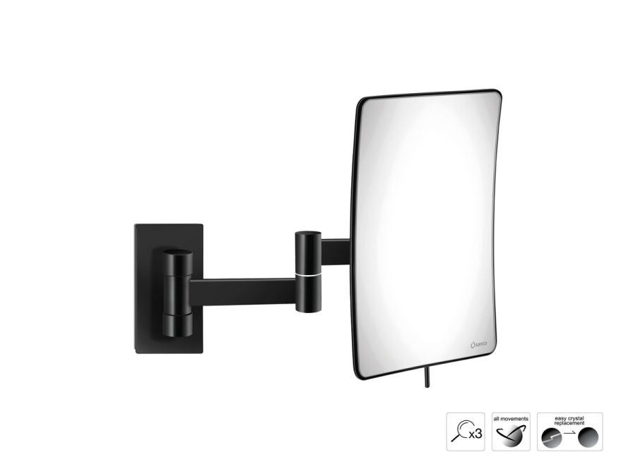 Sanco Cosmetic mirrors Μεγεθυντικός καθρέπτης x3 (Διπλό βραχίονα) Μαύρο ματ MR-301-Μ116
