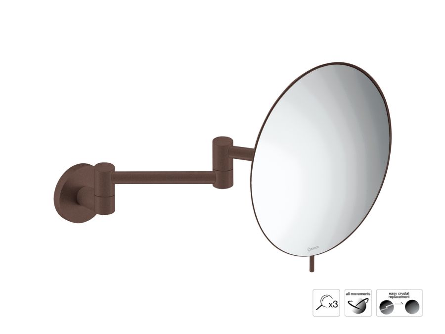 Sanco Cosmetic mirrors Μεγεθυντικός καθρέπτης x3 (Διπλό βραχίονα) Wenge ανάγλυφο MR-701-Α75