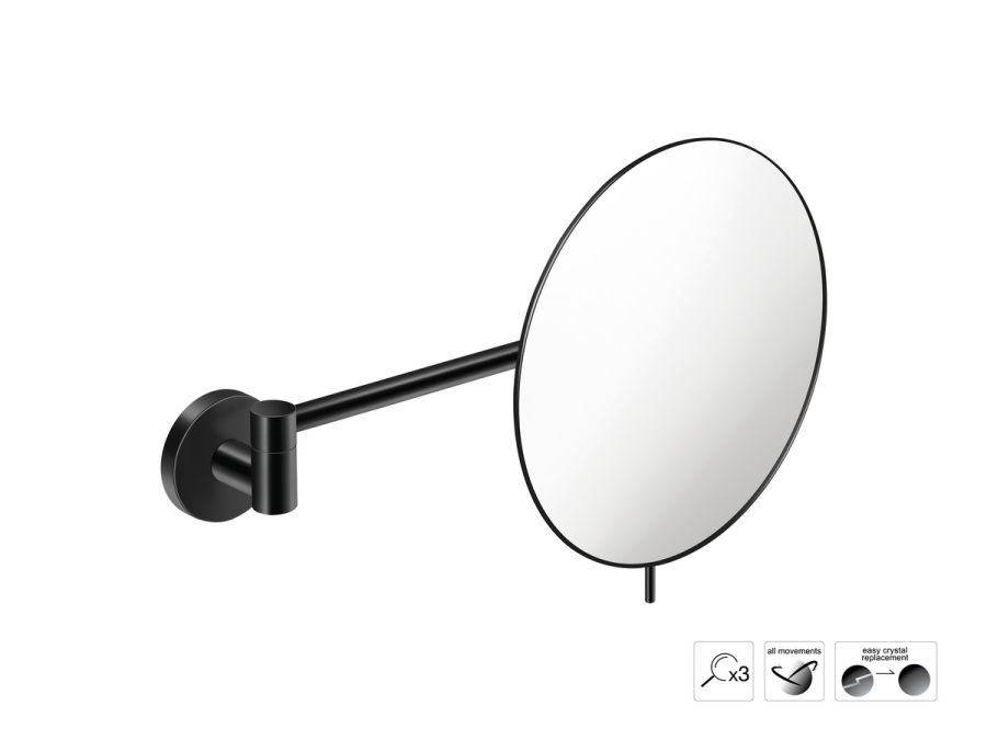 Sanco Cosmetic mirrors Μεγεθυντικός καθρέπτης x3 Μαύρο ματ MR-705-Μ116