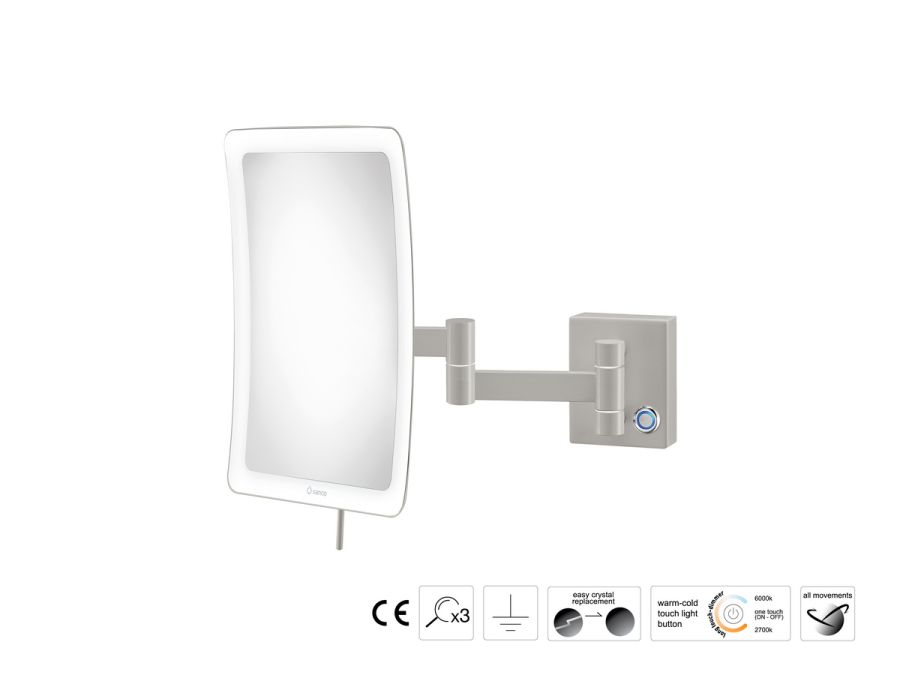 Sanco LED Cosmetic mirrors Μεγεθυντικός καθρέπτης x3 με LED Γκρι τσιμέντου ματ MRLED-301-M104