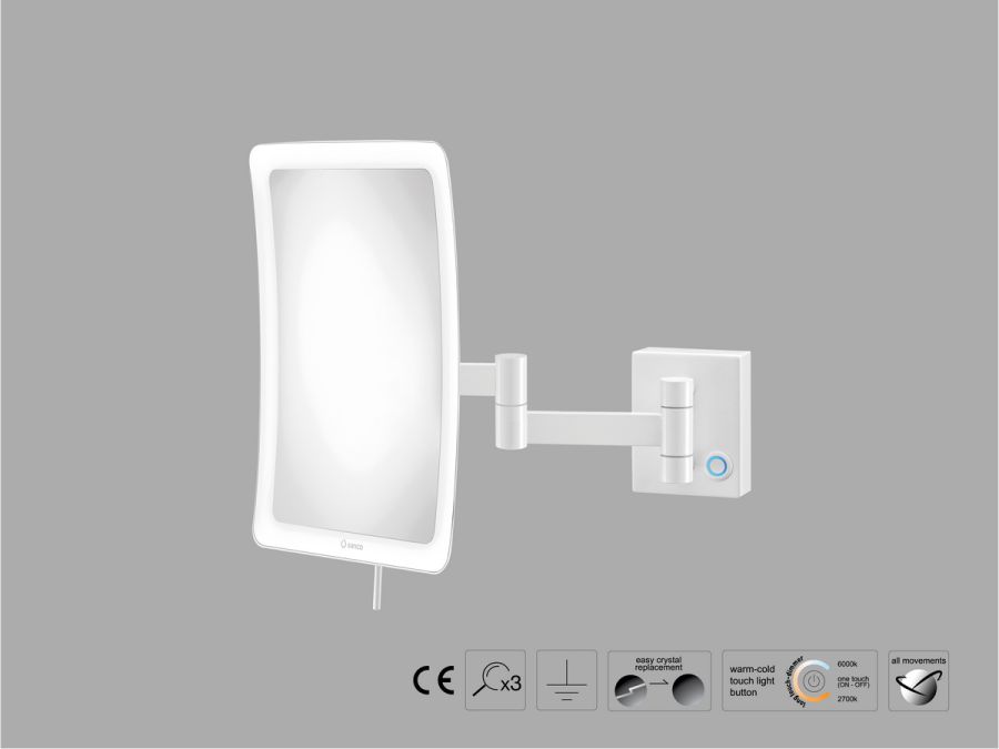 Sanco LED Cosmetic mirrors Μεγεθυντικός καθρέπτης x3 με LED Λευκό ματ MRLED-301-Μ101