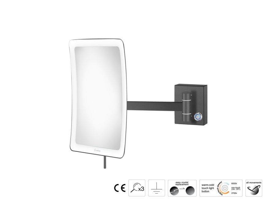 Sanco LED Cosmetic mirrors Μεγεθυντικός καθρέπτης x3 με LED Σκούρο γραφίτη MRLED-305-122
