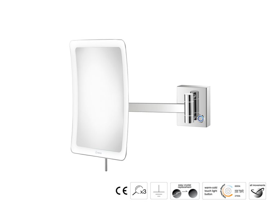 Sanco LED Cosmetic mirrors Μεγεθυντικός καθρέπτης x3 με LED Χρώμιο MRLED-305-Α03