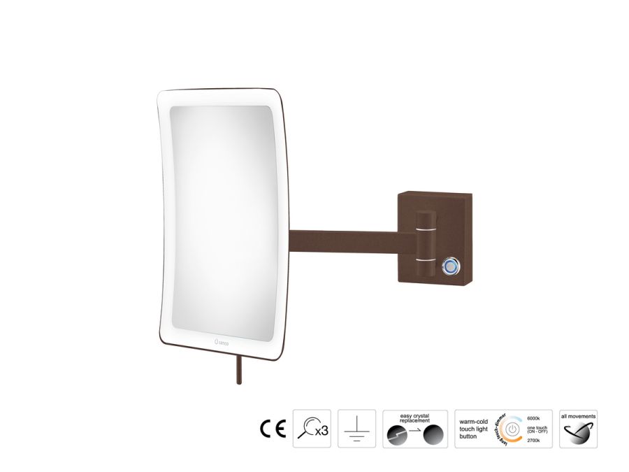 Sanco LED Cosmetic mirrors Μεγεθυντικός καθρέπτης x3 με LED Wenge ανάγλυφο MRLED-305-Α75