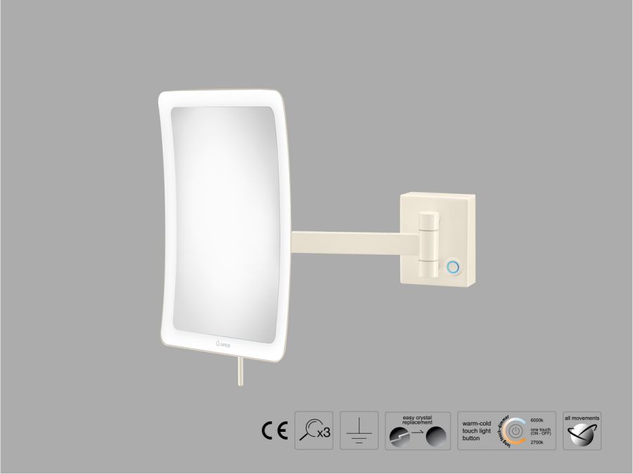 Sanco LED Cosmetic mirrors Μεγεθυντικός καθρέπτης x3 με LED Μπεζ ματ MRLED-305-Μ102