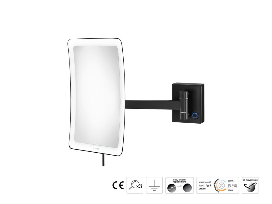 Sanco LED Cosmetic mirrors Μεγεθυντικός καθρέπτης x3 με LED Μαύρο ματ MRLED-305-Μ116