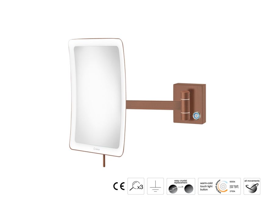 Sanco LED Cosmetic mirrors Μεγεθυντικός καθρέπτης x3 με LED Χάλκινο ματ MRLED-305-Μ26