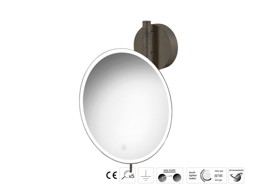 Sanco LED Cosmetic mirrors Μεγεθυντικός καθρέπτης x5 με LED Σκούρο μπρονζέ ματ MRLED-764-DM25